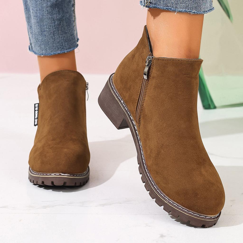 Women's Boots Thick Sole Ankle Boots Fashion Comfortable Snow Boots for Women Side Zipper Short Boot Plus Size Platform Shoes