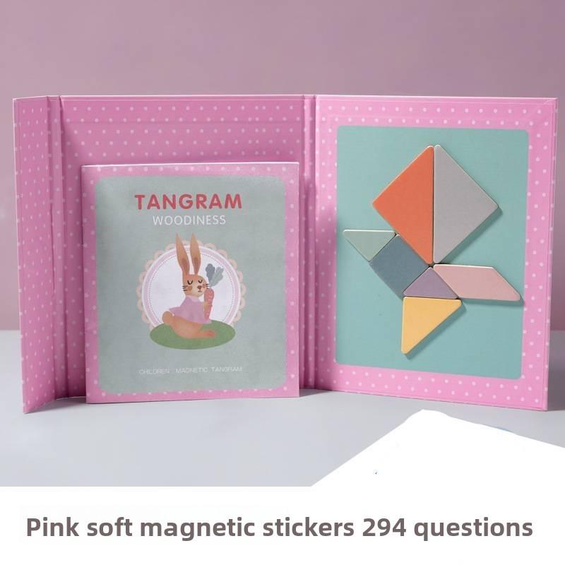 Magnetic Tangram Puzzle With Wooden Material For Childrens Brain Development Education Toy