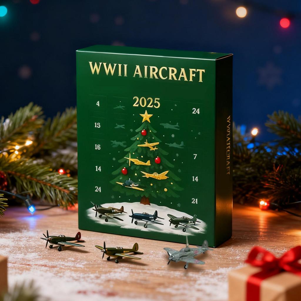 24 Days Aircraft Calendar Advent Christmas Countdown Calendar With 24 2D Warbirds Christmas Pendant Acrylic Decorative Charm