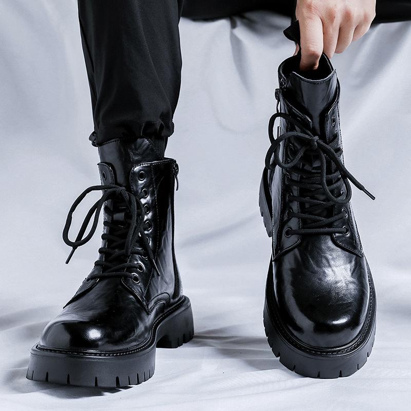 

Британские ботинки в стиле рабочей моды на молнии сбоку для улицы 2024 года, локомотивные ботинки в гонконгском стиле, мужская обувь премиум-класса 3307-R 38 чёрный