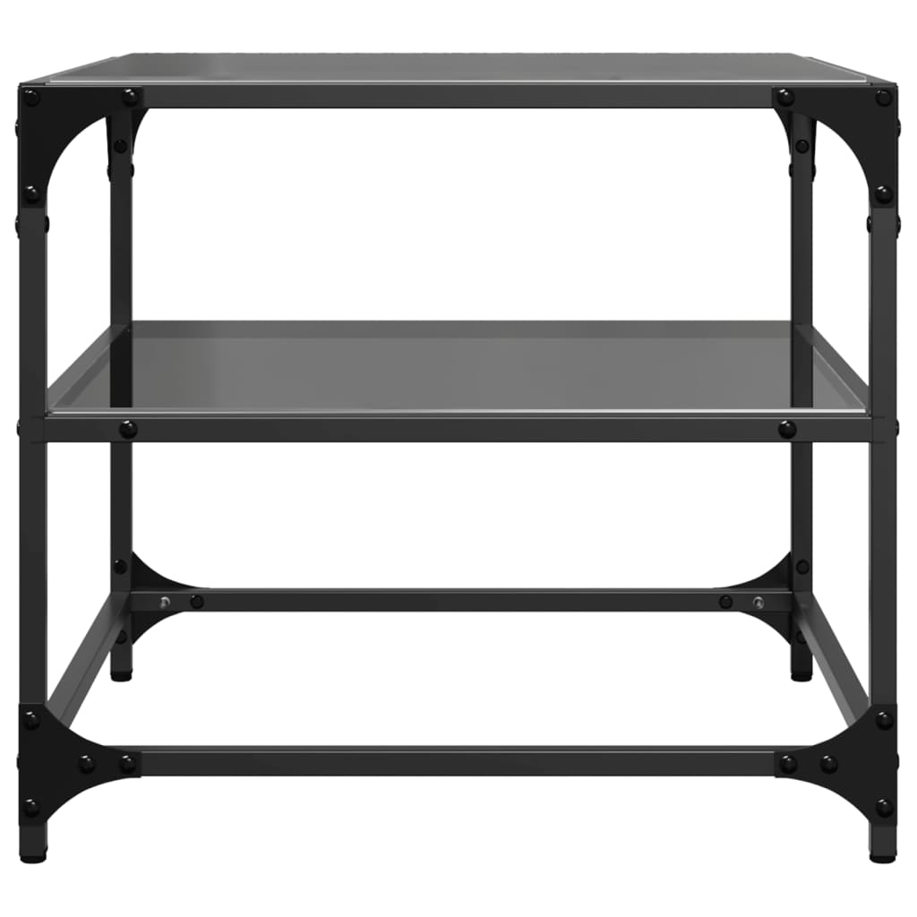 Coffee Table with Black Glass Top, 50x50x45 Cm, Steel