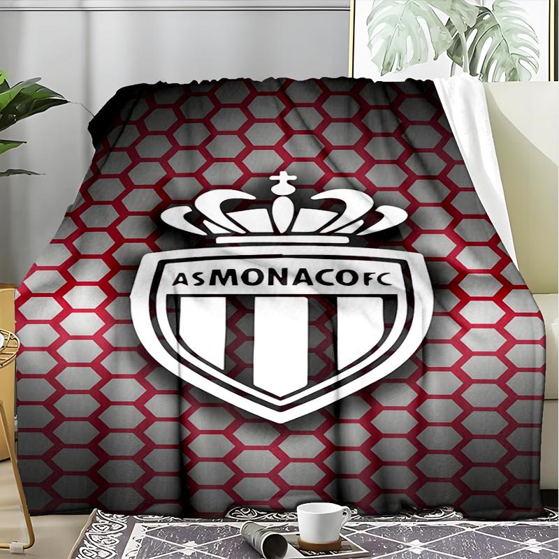 1PC Monaco Football club Printed Soft Flannel Blanket Throw for Adult Bedroom Living Room Sofa Camping Travel Fan gifts Christmas Gifts