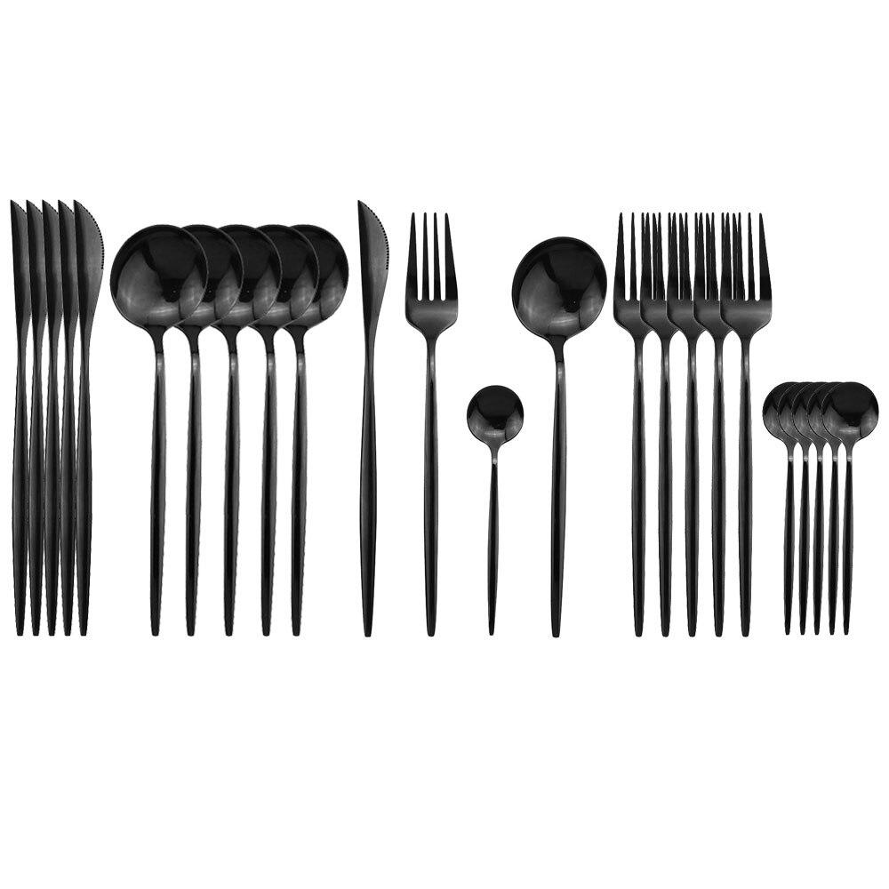 Dinnerware Cutlery Set 18/10 Stainless Steel 24pcs/set Steak Knife Fork Set Spoon Flatware Tableware Kitchen Silverware Set