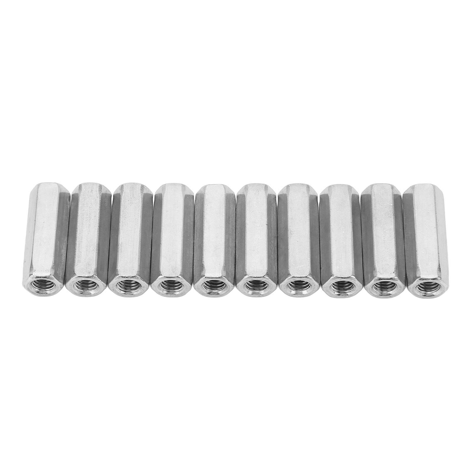 

10PCS Long Rod Coupling Hex Nut Stainless Steel Anti Corrosion Silver Coupling Nut for Installation