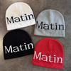 Streetwear Matin Letter Knitted Beanie Warmth Ear Protection Cold Cap Seasons