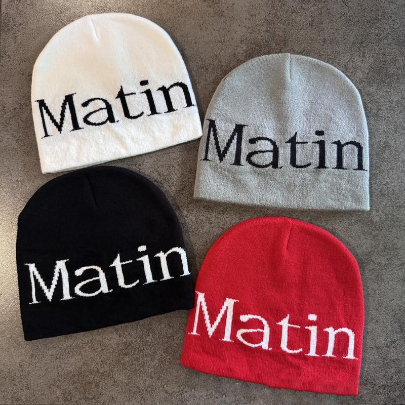 Streetwear Matin Letter Knitted Beanie Warmth Ear Protection Cold Cap Seasons