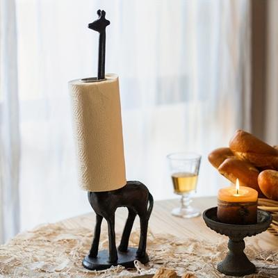 Porta Papel Toalha Animal Estilo Vintage Ferro Fundido Porta Papel Higiênico Girafa Dinossauro Suporte de Papel Higiênico para Cozinha e Banheiro Rolo de Papel