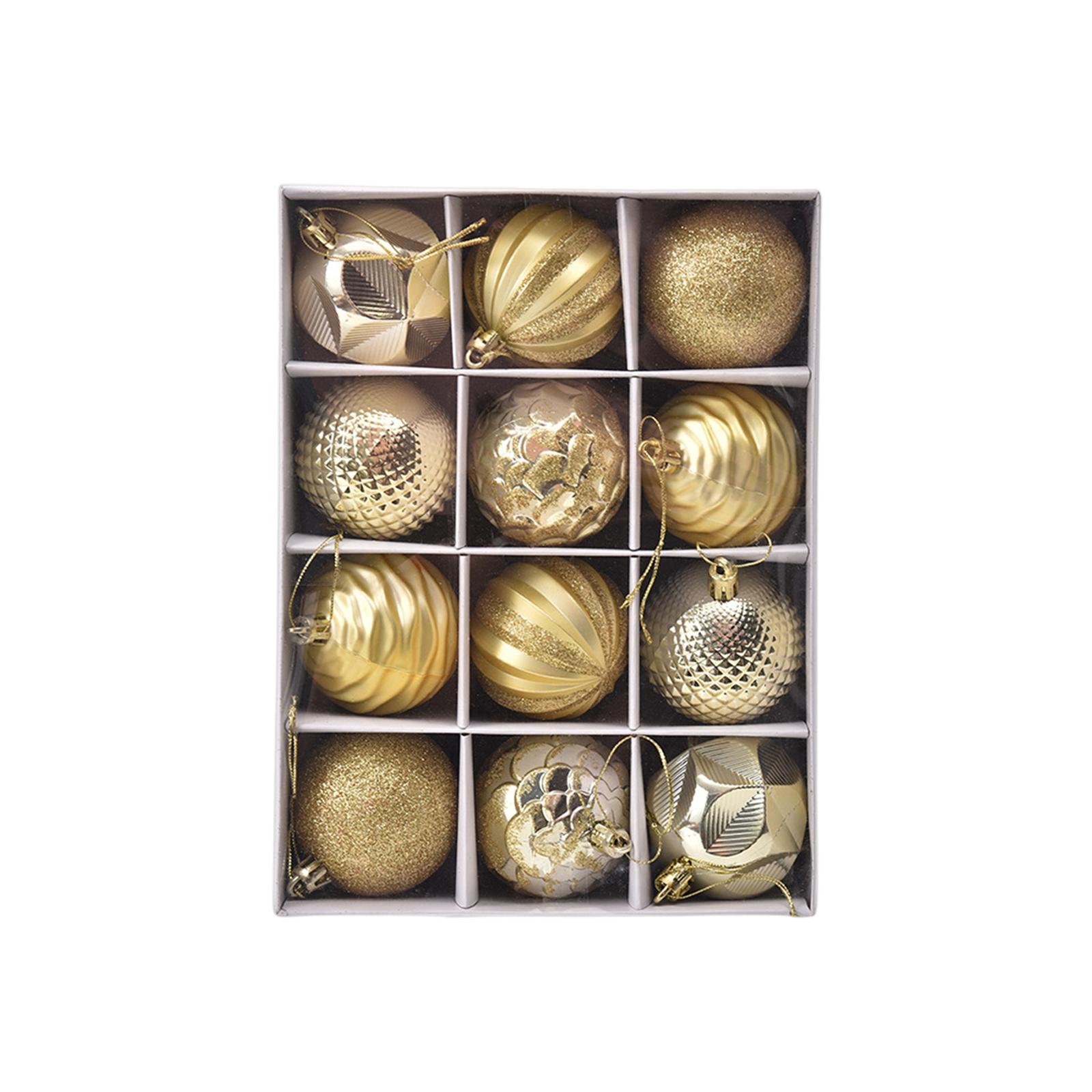 12 шт. Рождественские шары 2,36 дюйма Небьющиеся пластиковые украшения для рождественской елки Подвеска Декоративные рождественские шары для елки Праздничные золотой
