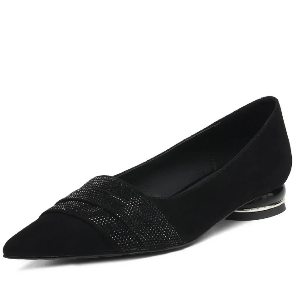 Fashion 2025 New Pointed Toe Shallow Mouth Square Heel Small Suede Shoes Women's Elegant Fashion High Heels Dress Shoes Zapatos Mujer