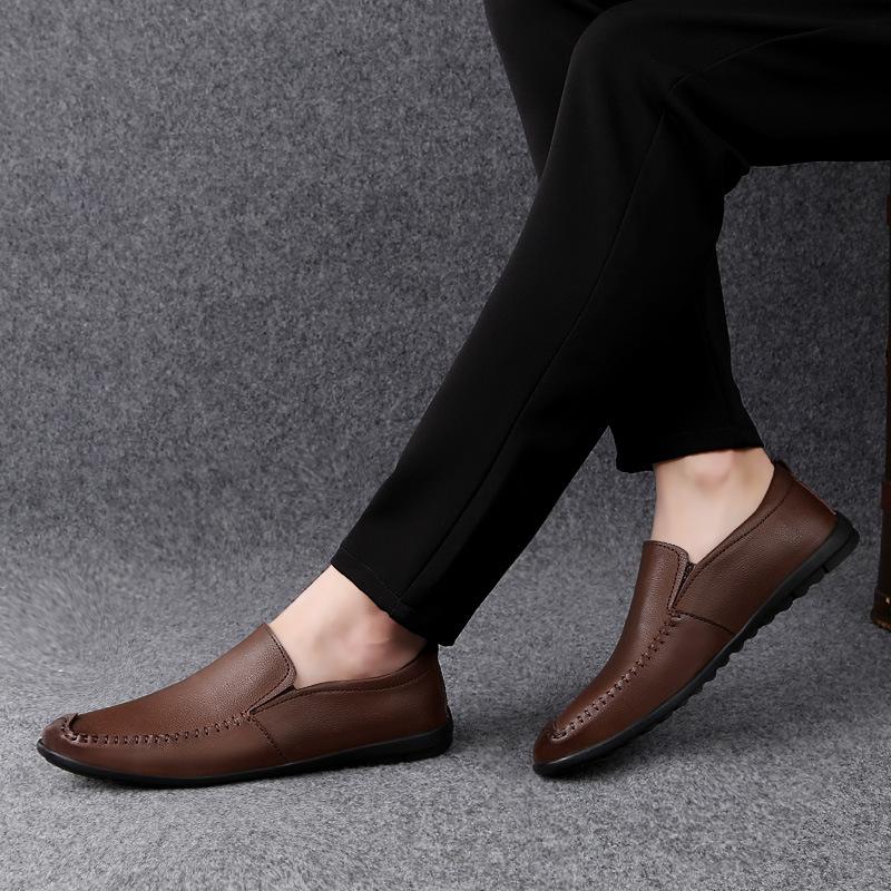 Store størrelser Vår/Sommer Latsabbsko Herresko Fritidssko i lær Sko Myk overflate og myk såle Britiske herresko Slip-on