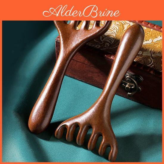 Handle Massage Comb Sandalwood Long Lymphatic Drainage Massage Tool Muscle Tension Fiveclaw Head Acupoint Massage Gua Sha Tool For Family Elderly