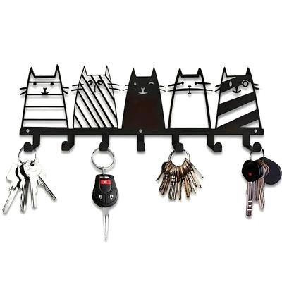 Haken Schwarzer Schlüsselhalter aus Metall zur Wandmontage - Dekorative Wand - Hängender Schlüssel-Organizer-Ständer für die Heimdekoration