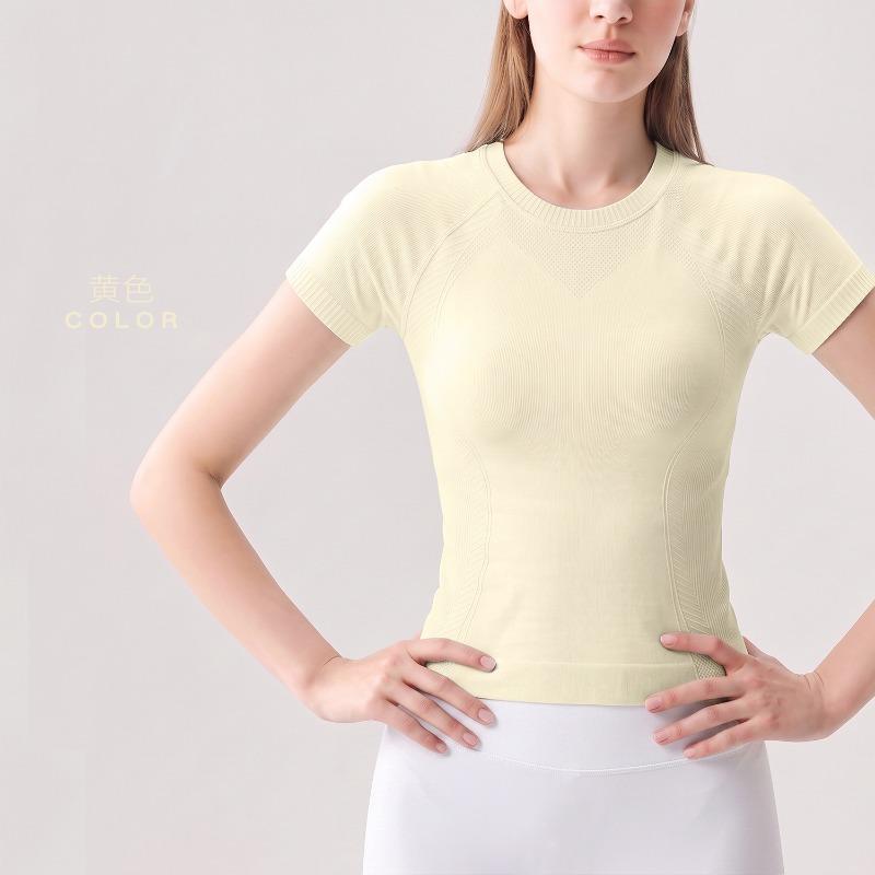 New Seamless Yoga Top-shirt Running Thin Yoga Clothes Sports Fitness Short-sleeved Blouse Women's Pilates Summer