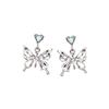 Colorful Love Crystal Stud Earrings, Fresh And Sweet Diamond Earrings, Light Luxury Hollow Butterfly Earrings