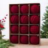 Flocked Velvet Christmas Ball Set - Embossed Decorative Tree Ornaments