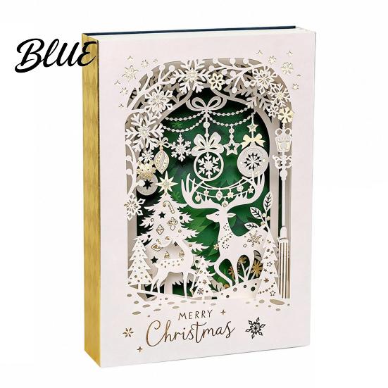 Seasonal Gift Notes 3D Christmas Cards with Envelope Hollow Carving Winter Holiday Greeting for New Year Xmas Party Family Friends Handmade Festive