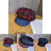 Vintage Plaid Cotton Beret Hat For Women Summer Casual Sun Protection