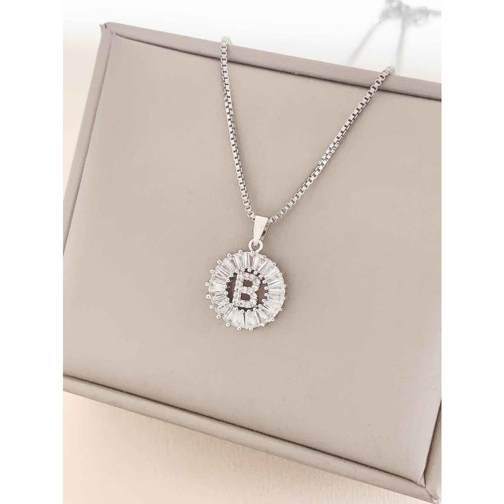 Necklace Does Not Fade, Women's Summer Square Circle Letter Necklace, Titanium Steel Necklace, Versatile High-end Clavicle Chain