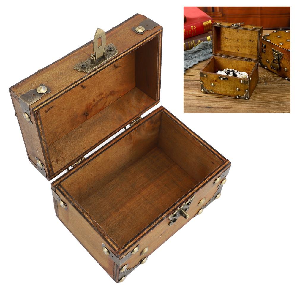 2 Stück Holz Retro Schatztruhe Zahlenschloss Andenken Aufbewahrungsbox Heimdeko