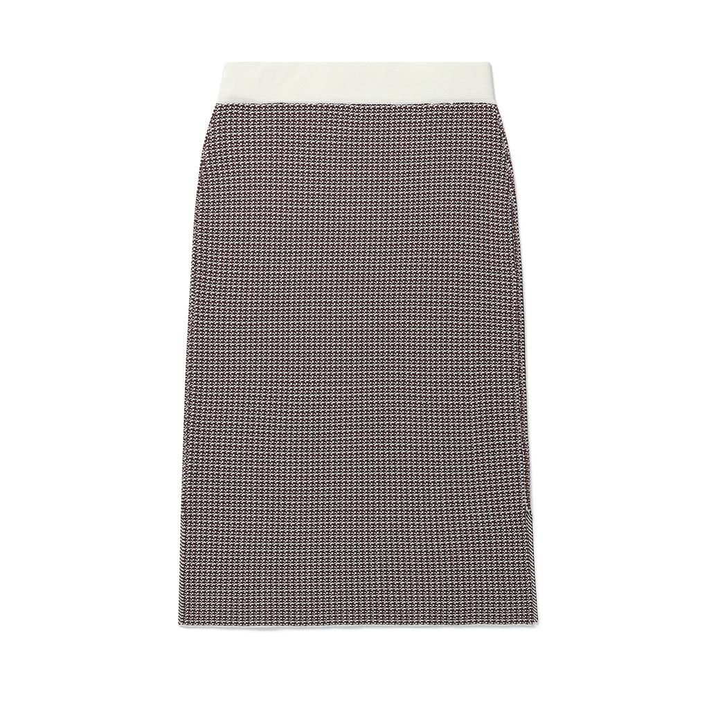 Ennitude Gingham Check Knit Skirt [Brown]