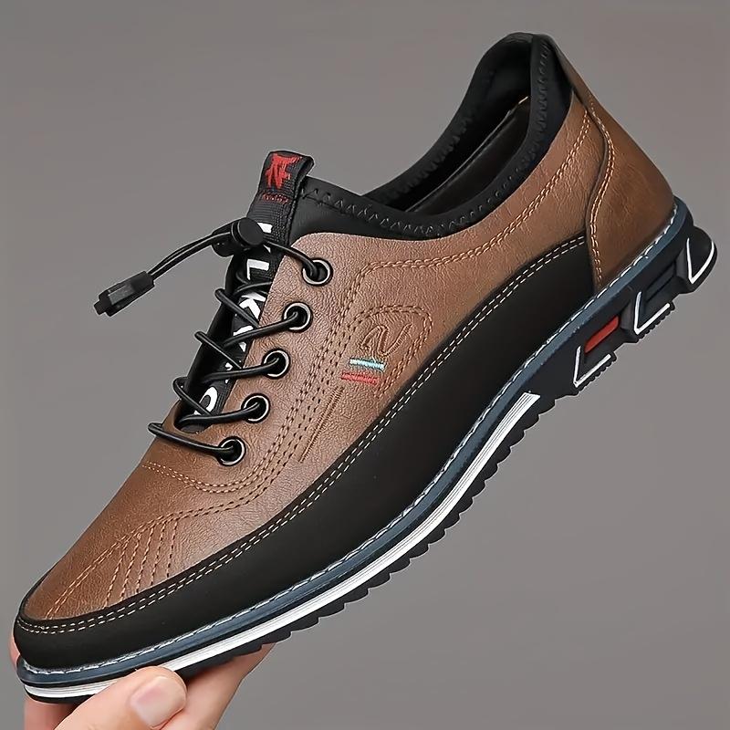 Men'S Plus Size Color Block Dress Shoes - Breathable Non-Slip Rubber Sole, Stylish Lace-Up Design for Business & Casual Wear, Comfortable EVA Insole