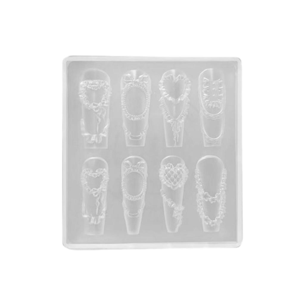 Flexible Silikon Nageldekor Form Filigrane Geschnitzte Muster Creme Rüschen Schleifen Bastelwerkzeug Resin Schmuckherstellung