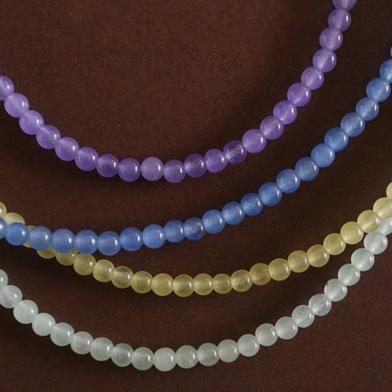 Modernlike Silver 925 Pure Blue Jade Necklace 4mm