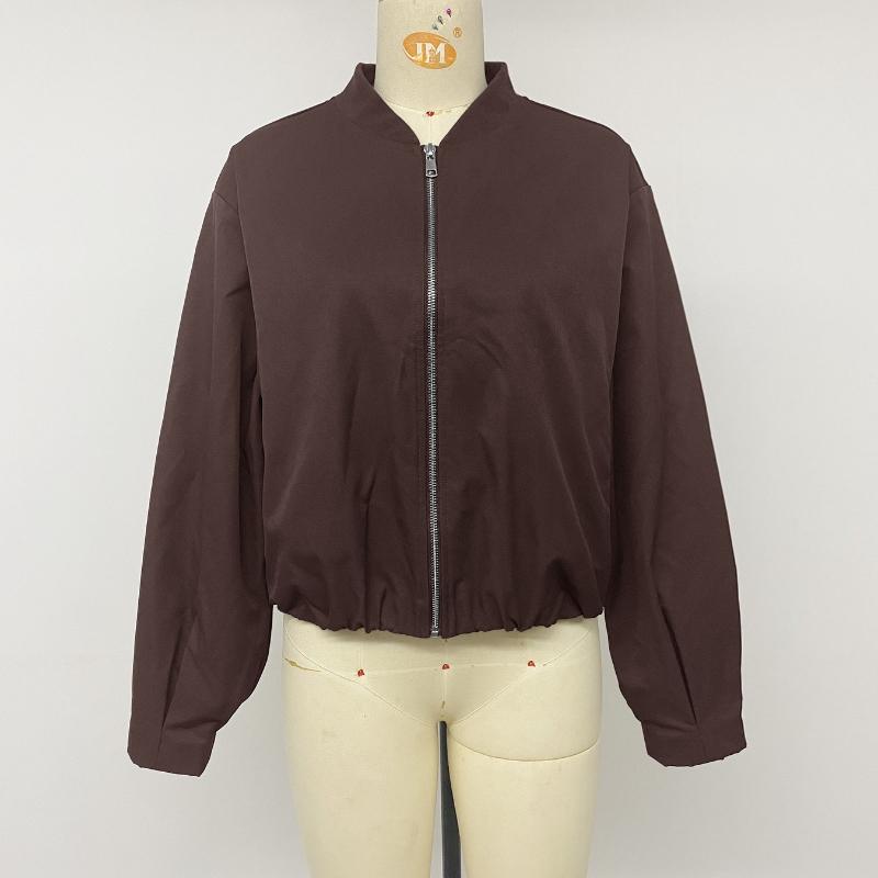 Women's New American Street Style Solid Color Short Profile Bomber Jacket