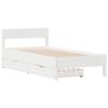 VidaXL Bed Frame with Headboard White 90x200cm Solid Pine Wood, Bedroom Furniture, Slatted Base, Wooden Bed, 3301759