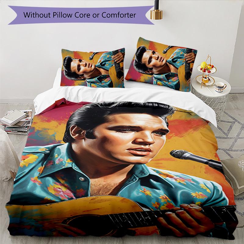 Elvis 3-teiliges Bettwäsche-Set Bettbezug Verschluss Enthält 1 Bettbezug & 2 Kissenbezüge für Alle Jahreszeiten Schlafzimmer Zuhause Wohnheim Dekor