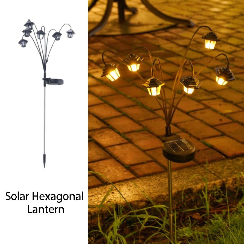 Solar-Powered Solar Decorative Light Hexagonal Design Street Lamp Light  Outdoor Decoration