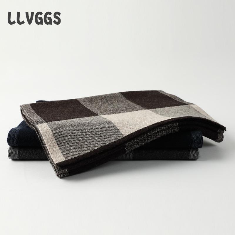 

Pure wool men s plaid jacquard scarf men s warm business autumn and winter comfortable soft wool scarf 180cm