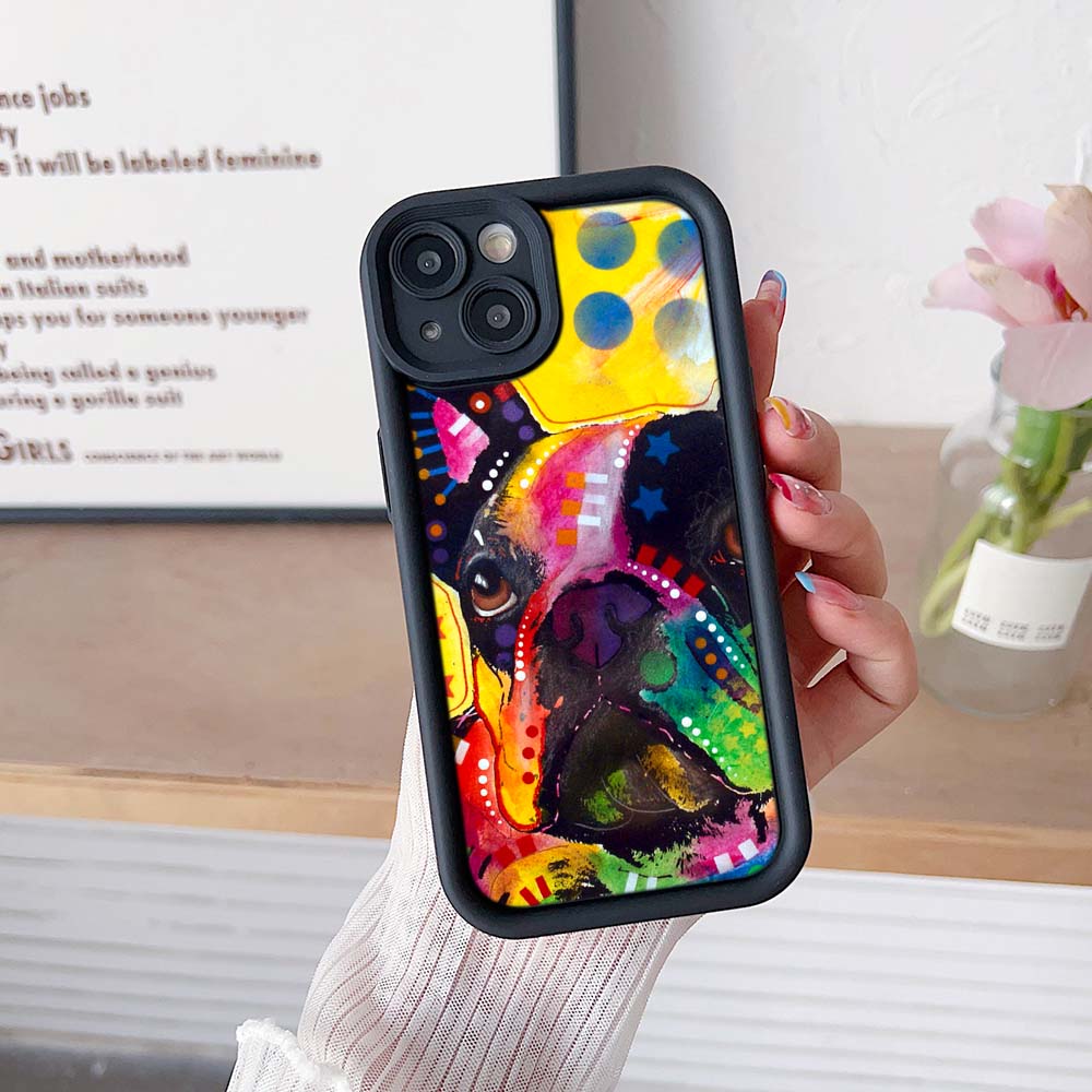 Sky Eye Ladder Phone Case for iPhone 15 14 13 12 11 Pro Max Samsung A15 A25 A24 A54 A14 Huawei Honor 90 Angel Eye Soft Cover A44 French Bulldog Dog