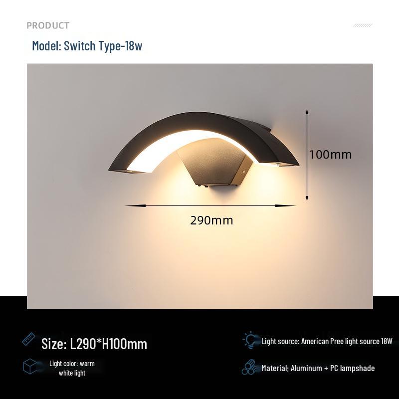 Waterproof Modern Minimalist Wall Light with Motion Sensor for Outdoor Stair and Villa Entrances