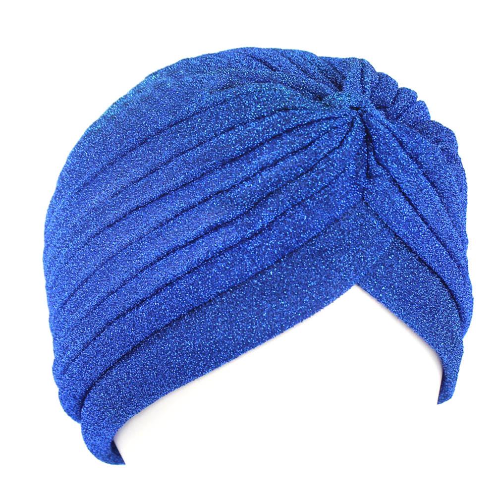 Bonnets Turban Twist Mode Femmes Nœud Musulman Hijab Paillettes Or Argent Chapeau Indien Hommes Décontracté Couleur Unie Simple Foulard