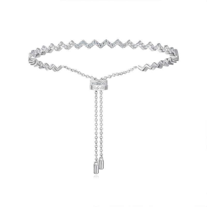 APM Monaco Bracelet UP AND DOWN Series, Adjustable Z-shaped Design, Light Luxury and Sparkling Zircon, Elegant, Exquisite, Fashionable AB3363OX
