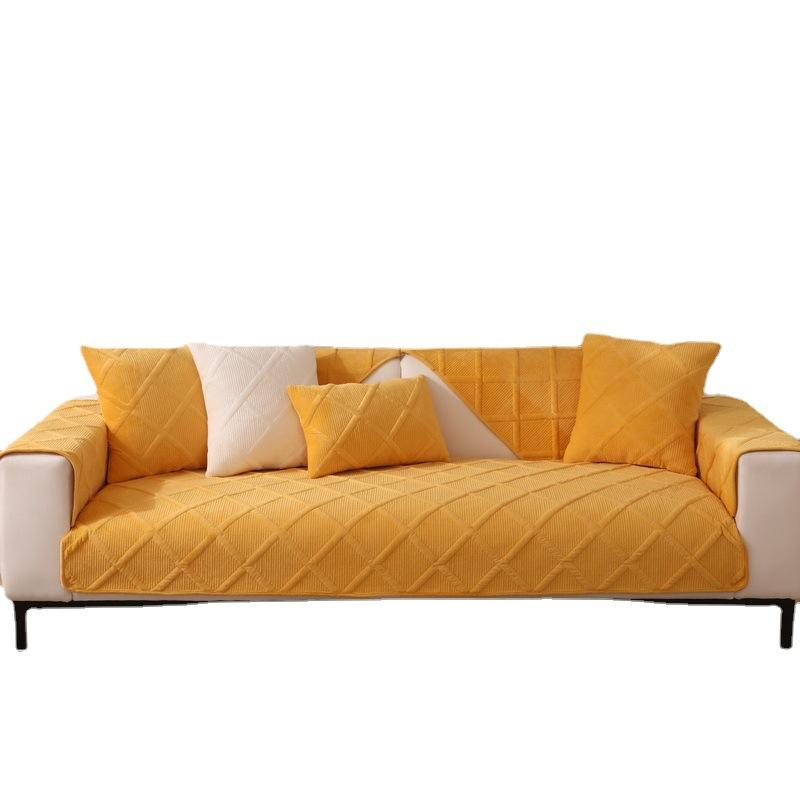 Autumn Winter Plush Sofa Cushion Embroidered Non-slip Thickened Cover Modern Simple Home Decor