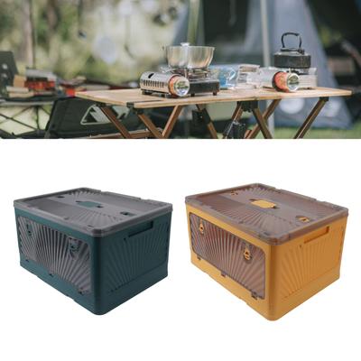 Collapsible Storage Bin with Lid Large Capacity Outdoor Folding Storage Box Thickened Plastic Container For Camping Picnic