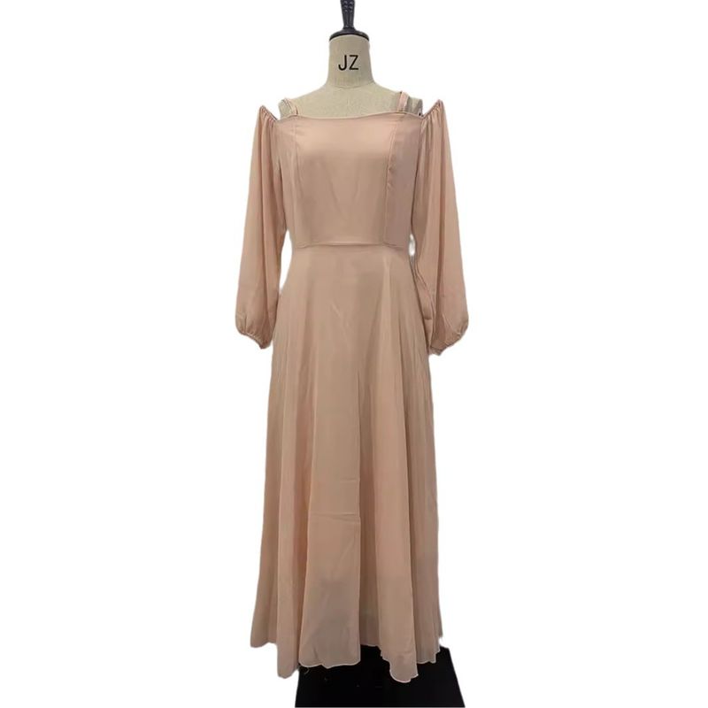 

European and American Sexy Sling Slim fit Spring off-Neck Raglan Sleeve Temperament Dress Spring Dress Women Lotus root color XXL