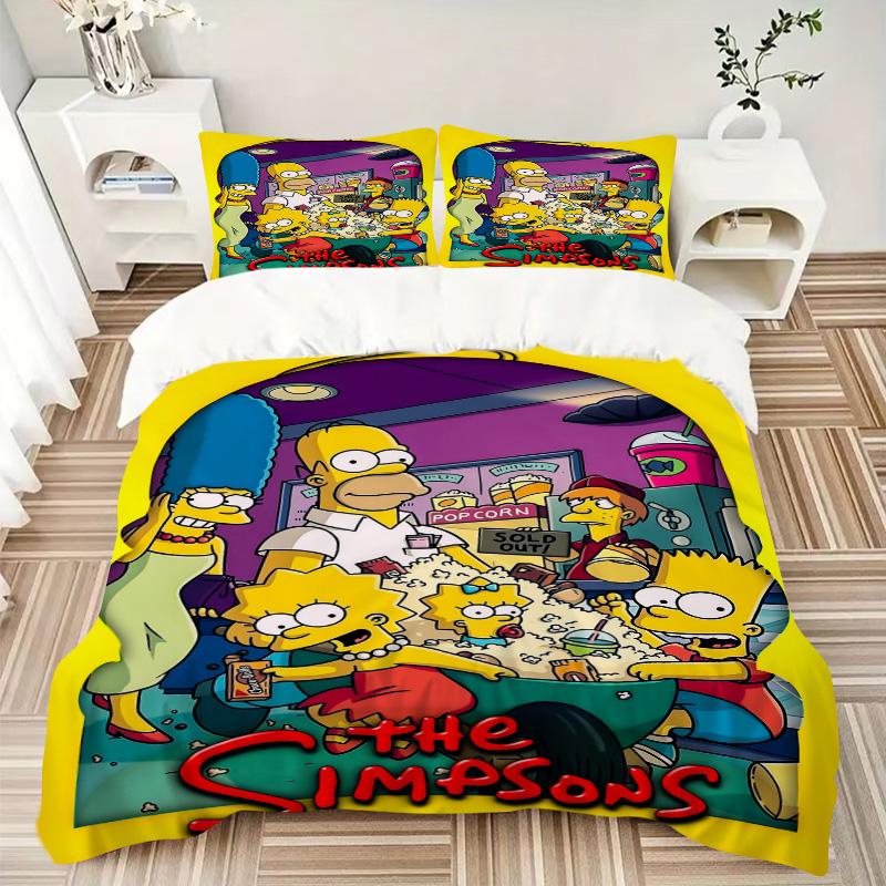 Simpsons Family Adventure Print 3Pcs Bedding Setduvet Cover With 2 Bedropillowcase Home Birthday Gift