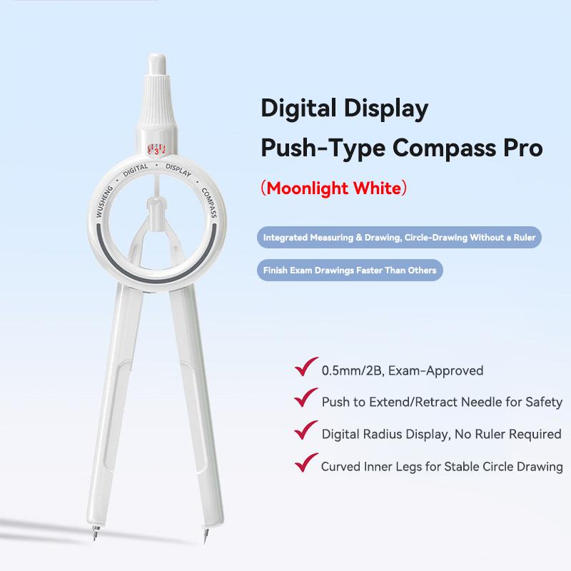 Pencil Compass Digital Display Compass with 0.5 mm Lead Refills Circle Drawing Compass Drafting Tool for Geometry School Office
