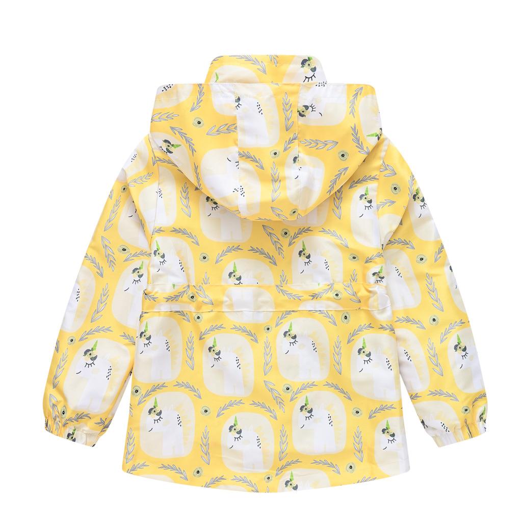 Children's Spring and Fall New Fashion Printing Rushing Coat Jacket Boys and Girls Hooded Waist Zipper Shirt Double Windbreaker