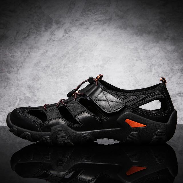 Summer Luxury Sandals Men Breathable Genuine Leather Outdoor Sandalias Trekking Casual Beach Shoes Male Loafers Big Size 38 -48