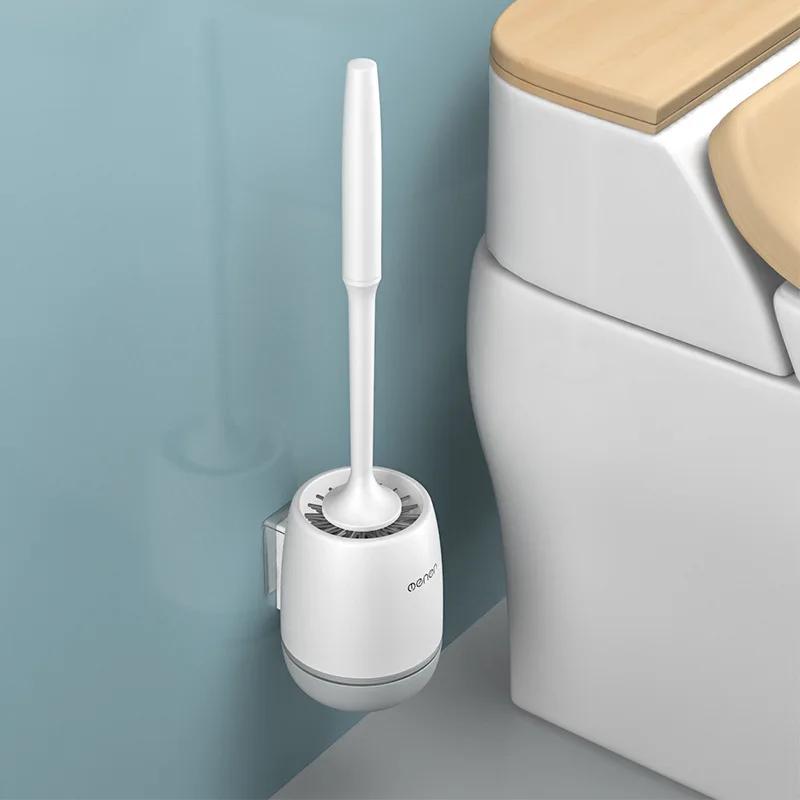 Toilet Brush Toilet Brush Wall-mounted Long-handled Silicone Brush Wall-mounted Household Bathroom Toilet Cleaning Brush Set серый