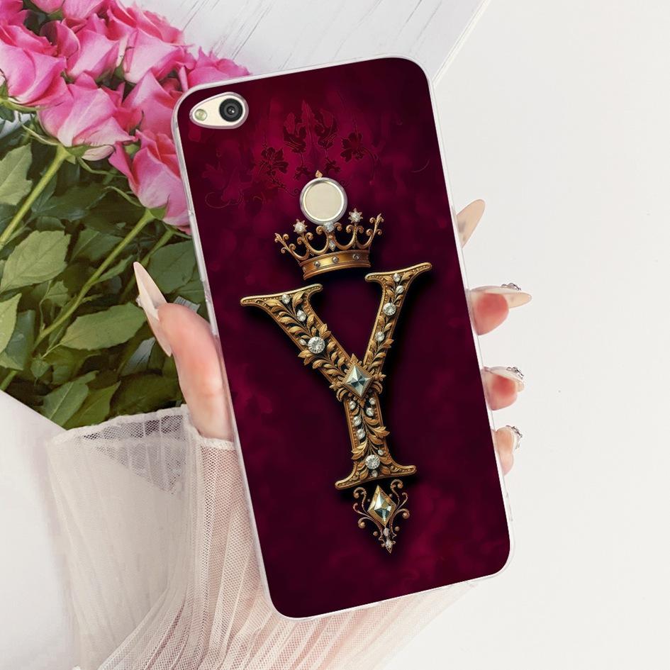 For Huawei P8 P9 Lite 2017 Case PRA-TL10 Luxury Initial Letter Soft Silicone Cover For Honor 8 Lite PRA-LX1 Nova Lite 2017 Shell
