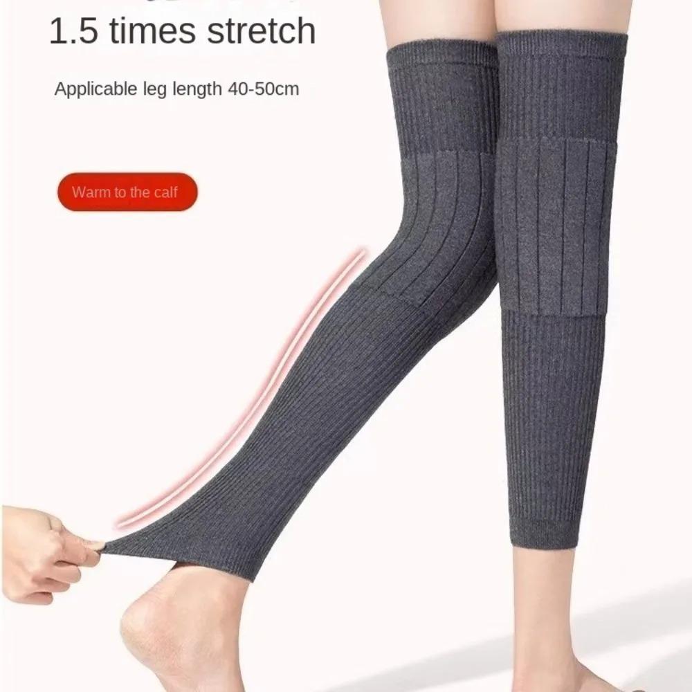Women Men KneeCap Leg Sleeves 1 Pair Thick Warm Wool Kneepad Leg Guard Cashmere Knee Protector Windproof Coldproof Leg Warmers