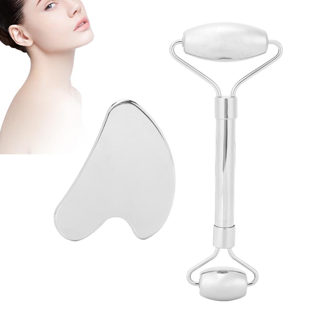 Stainless Steel Facial Roller Gua Sha Tool Face Skin Roller Massager Scraping Board