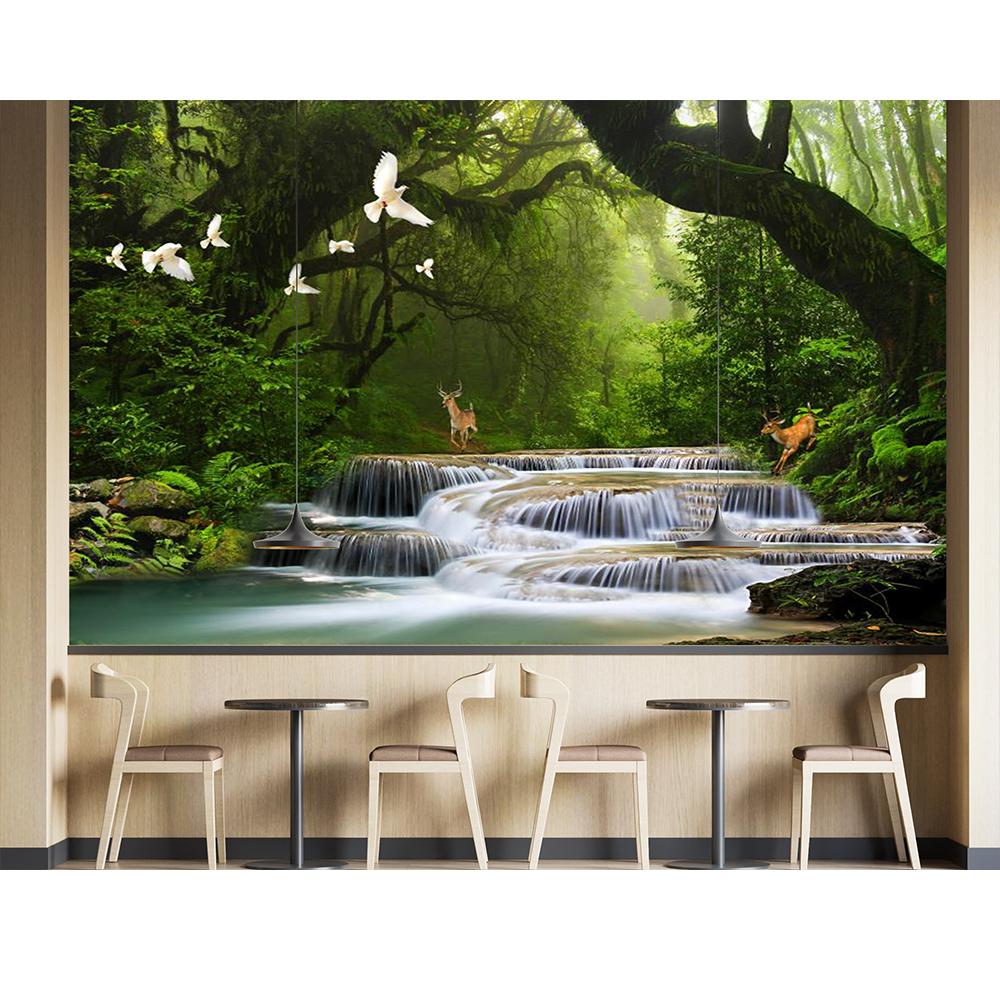 Modern Behang Noordse Groen Bos Eland Muurschildering Slaapkamer Woonkamer Achtergrond Behang Huisdecoratie