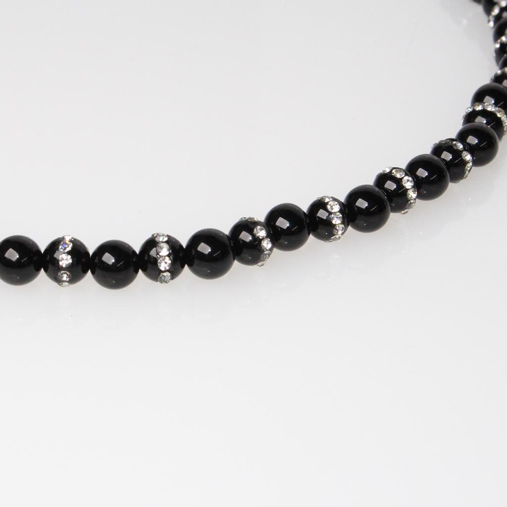 Bien Vetu 6Mm Onyx X Pave Setting Ping Pong Necklace