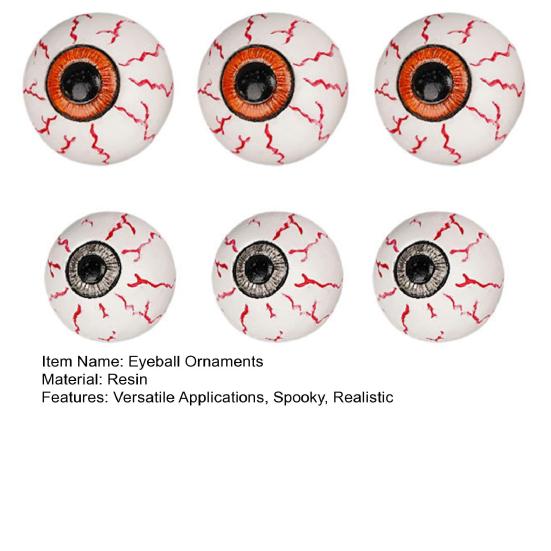 6Pcs Halloween Eyeball Ornaments Resin Realistic Eyeballs Spooky Eyeball Decorations for Potted Plants DIY Craft Horror Themed Party Decoration